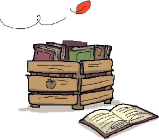 📚 1a51e74d książki, skrzynia, jabłko, czytanie, jesień, jesień telegram sticker