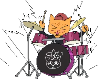 💔 c606ee1e kot, perkusja, perkusista, zwierzę, kapelusz, muzyka, kreskówka, naklejka telegram sticker