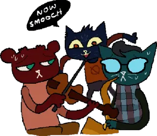 😽 d0fb38e1 NOW SMOOCH koty, muzyka, buziak, zespół, kreskówka telegram sticker