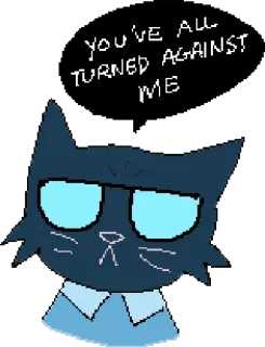 😰 e9402706 YOU'VE ALL TURNED AGAINST ME kot, zły, pixel art, kreskówka, oburzony telegram sticker