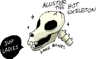 👻 f6ff2e6f SUP LADIES szkielet, czaszka zwierzęcia, cześć dziewczyny, powitanie, kości telegram sticker