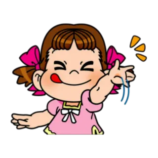 👋 22047c4b dibujos animados, chica, linda, coletas, cintas, feliz whatsapp sticker