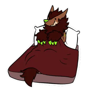 🛌 45e3ca54 furry, loup, dormir, lit, dessin animé, animal telegram sticker
