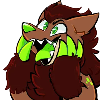 😝 c62d52a7 furry, loup-garou, monstre, dessin animé, créature, animal, vert, marron telegram sticker