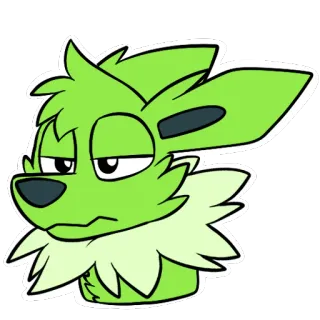 😐 0752c845 kartun, hewan, anjing, serigala, hijau, berbulu, stiker telegram sticker