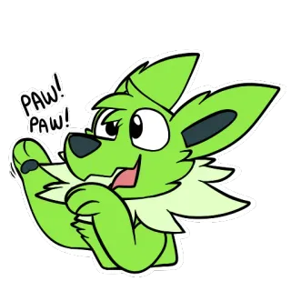 🐾 157d43ed PAW! PAW! anjing, hewan, kartun, stiker, hijau, cakar, lucu, ramah telegram sticker