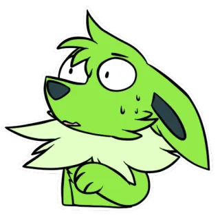 😰 45a86f8f Kartun, Furry, Binatang, Hijau, Khawatir, Keringat, Karakter, Stiker telegram sticker