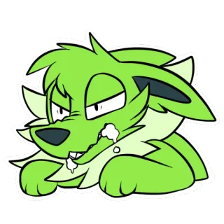 😠 5e7f1e32 Furry, Kartun, Hijau, Serigala, Binatang, Stiker telegram sticker