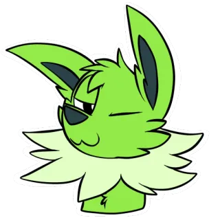 😏 7cd45af8 binatang, kartun, hijau, karakter, berbulu, mengedipkan mata telegram sticker