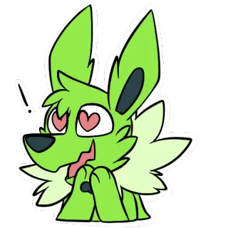 👍 bb68b972 Furry, Anime, Stiker, Karakter, Hijau, Semangat, Mata hati telegram sticker