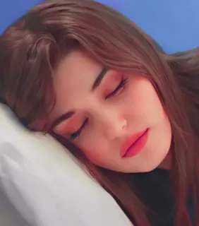 😴 0487fcb9 wanita, tidur, bantal, bermimpi, mata tertutup, santai telegram sticker