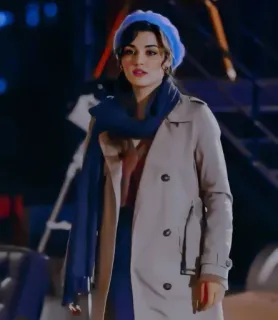 😦 a738500b wanita, mantel, mode, gaya, syal, baret, musim dingin, orang telegram sticker