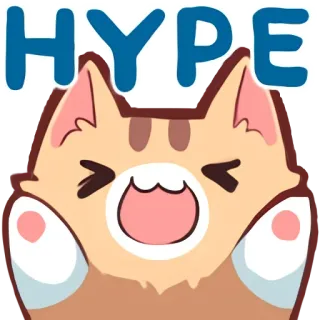💛 18a87c2b HYPE แมว, ตื่นเต้น, กระแส, มีความสุข, การ์ตูน, สัตว์, น่ารัก telegram sticker
