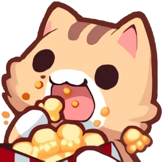 🍿 77b89d23 แมว, ป๊อปคอร์น, กิน, น่ารัก, สติกเกอร์, ขนม telegram sticker