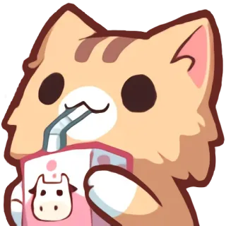 🧃 d9f94f39 แมว, นม, การ์ตูน, น่ารัก, สัตว์, เครื่องดื่ม telegram sticker