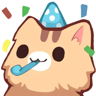 🎉 ea3c2e64 แมว, ปาร์ตี้, ฉลอง, กระดาษสี, น่ารัก, สัตว์, หมวก telegram sticker