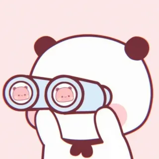 🍒 4e1a6bb8 熊猫, 双筒望远镜, 卡通, 可爱, 动物, 卡哇伊 telegram sticker