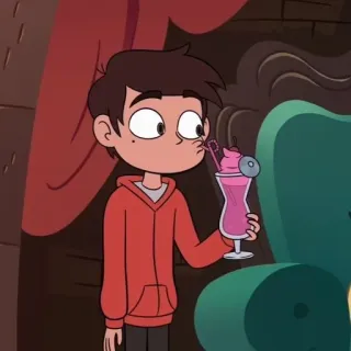 🧃 22ea8c1b Marco Diaz Star vs. the Forces of Evil 마르코, 디아즈, 만화, 마시는, 분홍색, 귀여운 telegram sticker