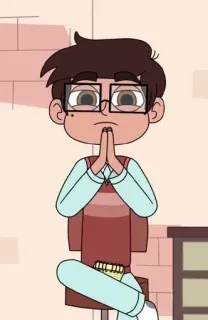🧘‍♂️ 6ff52d99 Marco Diaz Star vs. the Forces of Evil 만화, 캐릭터, 안경, 앉아있는, 합장, 애니메이션 telegram sticker