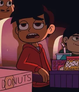 😬 a8106988 Marco Diaz Star vs. the Forces of Evil DONUTS 만화, 마르코 디아즈, 별나비, 도넛, 애니메이션, 피곤 telegram sticker
