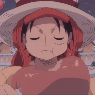 😋 1864eb07 Monkey D. Luffy One Piece anime, one piece, luffy, cartoon, manga, monkey d. luffy, straw hat telegram sticker