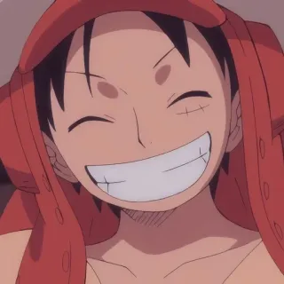 😁 61aa7183 Monkey D. Luffy One Piece anime, one piece, luffy, cartoon, manga, smiling telegram sticker