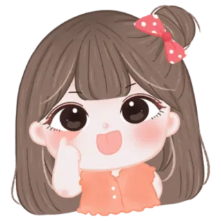 🎀 10794e2e stiker, kartun, perempuan, imut, jari tengah telegram sticker