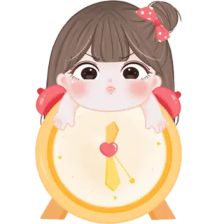 🎀 d24a6184 Kartun, Gadis, Jam, Lucu, Jam alarm telegram sticker