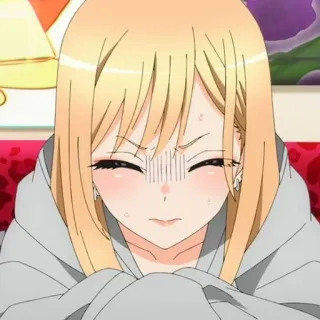 😰 34ca1cd3 Marin Kitagawa My Dress-Up Darling anime, blonde, cute, embarrassed, sweat, Marin Kitagawa, My Dress-Up Darling telegram sticker