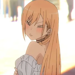 😠 616f77ca Marin Kitagawa My Dress-Up Darling anime, girl, woman, portrait, blonde, fashion telegram sticker