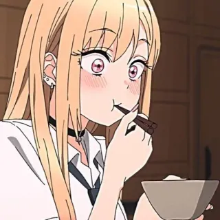 🍚 7d9cb310 anime, girl, eating, chopsticks, food telegram sticker