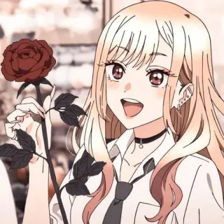 🌹 bc260028 Marin Kitagawa My Dress-Up Darling anime, girl, rose, Marin Kitagawa, My Dress-Up Darling, cute telegram sticker