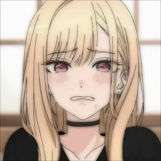 ☹️ d93e012b Marin Kitagawa My Dress-Up Darling anime, sad, crying, girl, blonde hair, tears telegram sticker