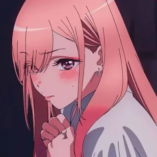 🥺 ef6d87cf anime, girl, sad, cute, pink hair telegram sticker