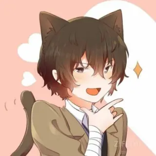 ⛓ 9c607e06 Dazai Osamu Bungo Stray Dogs 애니메이션, 고양이 귀, 다자이, 문호 스트레이독스, 팬아트 whatsapp sticker