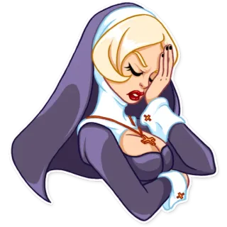 🤦 13f5709f zakonnica, religijny, kreskówka, kobieta, zła whatsapp sticker