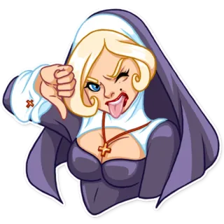 👎 17c2e5d0 zakonnica, blondynka, kreskówka, dezaprobata, religia whatsapp sticker