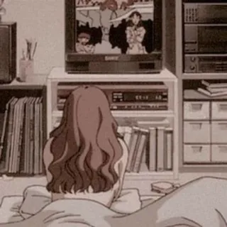 📺 5c49365a Ästhetisch, Anime, Retro, Schlafzimmer, Entspannend, Fernsehen whatsapp sticker