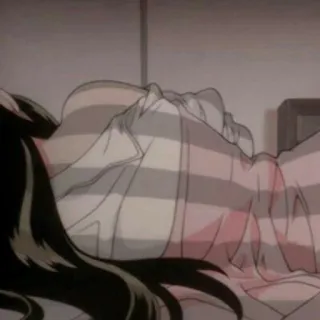 😑 9b04fdc7 Anime, schlafend, Person, Bett, Illustration whatsapp sticker