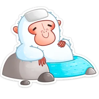 ☺️ 66bd7865 monkey, snow monkey, hot spring, relaxing, cute, animal, ape whatsapp sticker