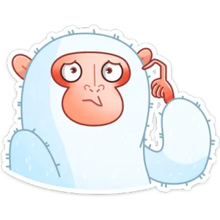 🧐 ddd77af9 cartoon, monkey, thinking, confused, ape, white, doubt whatsapp sticker