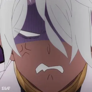 😤 48f31978 ILY Anime, Arrabbiato, Espressione, Capelli bianchi, Cartone animato telegram sticker