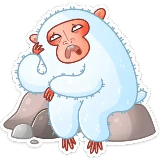 😫 518868b8 yeti, simio, dibujos animados, monstruo, ilustración, triste, personaje telegram sticker