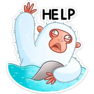 🙋‍♂ 5ea8ed1c HELP ayuda, angustia, yeti, criatura de nieve, dibujos animados, agua, pánico telegram sticker