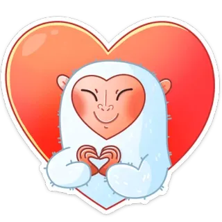 ❤️ dd611232 Yeti, Corazón, Amor, Lindo, Dibujos animados, Pegatina telegram sticker