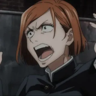 🔨 1f3ccd0e Nobara Kugisaki Jujutsu Kaisen アニメ, 怒り, 釘崎野薔薇, 呪術廻戦, 女の子, 叫ぶ, アニメ 女の子 telegram sticker