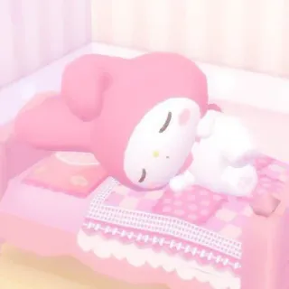 😌 0be8bab7 My Melody My Melody, Sanrio, imut, kawaii, tidur, merah muda telegram sticker