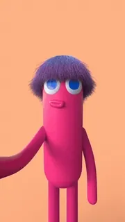 💃 0704a767 3D, Мультфильм, Персонаж, Розовый, Фиолетовый, Смешной telegram sticker