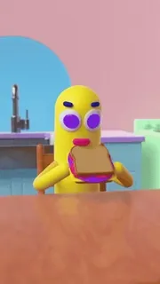 💃 0e07e00e Мультфильм, Желтый персонаж, Сэндвич, Кухня, Персонаж, Еда telegram sticker