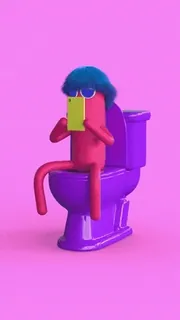 💃 0f0b09f8 Туалет, Ванная, Мультфильм, Персонаж, Человек, Телефон, Чтение telegram sticker